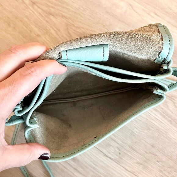 Artisan Handmade Aqua Genuine Leather Small Crossbody Purse - Made In The USA - Picture 9 of 11